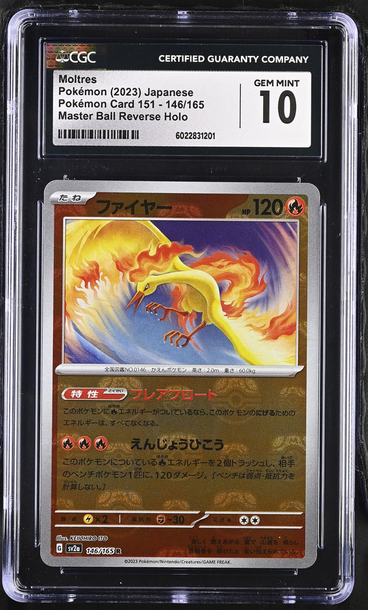 Moltres #146 – 151 Master Ball Reverse Holo – CGC 10 (Gem Mint)