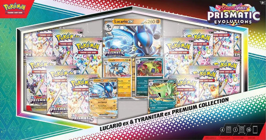 Pokémon – Prismatic Evolutions – Lucario ex & Tyranitar ex Premium Collection